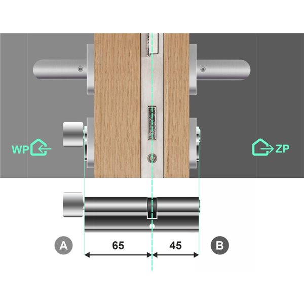 Wkładka bębenkowa z gałką z zębatką ABUS MAGTEC 1500 65G/45 system jednego klucza