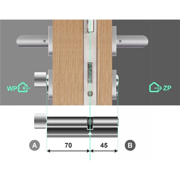 Wkładka bębenkowa z gałką z zębatką ABUS MAGTEC 1500 70G/45 system jednego klucza