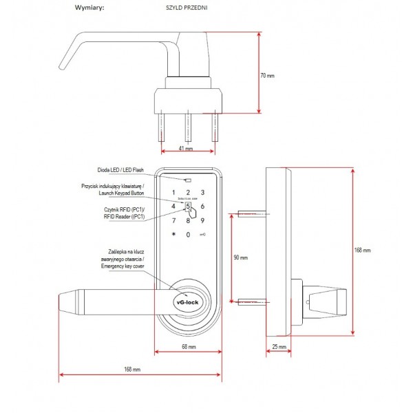Zamek elektroniczny na szyfr i kartę zbliżeniową VG-PC1 + gratis