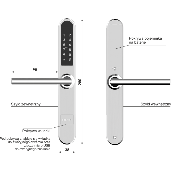 Zamek elektroniczny na szyfr i kartę zbliżeniową Apartlock P1 zamek do apartamentów - zdalne generowanie kodów