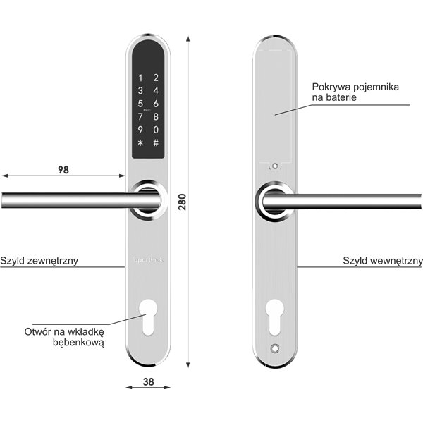 Zamek elektroniczny na szyfr i kartę zbliżeniową Apartlock P1 zamek do apartamentów - zdalne generowanie kodów