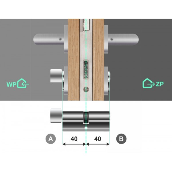Wkładka bębenkowa z gałką WILKA STR A 40G/40 system master key