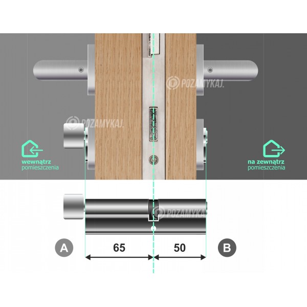 Wkładka bębenkowa z gałką KABA ExperT Cross 65G/50 system jednego klucza