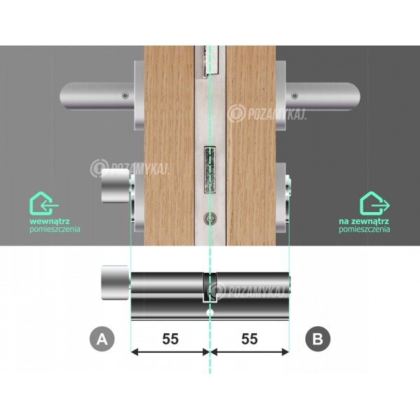Wkładka bębenkowa z gałką KABA ExperT Cross 55G/55 system jednego klucza