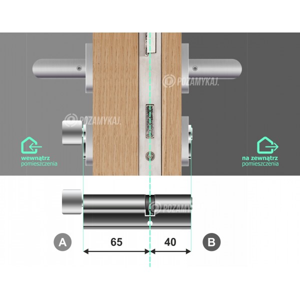 Wkładka bębenkowa z gałką KABA ExperT Cross 65G/40 system jednego klucza