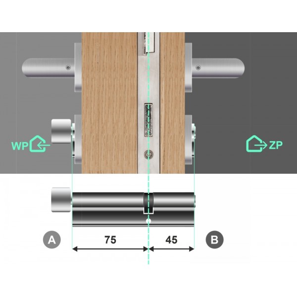 Wkładka bębenkowa z gałką LOB Optima 75/45 system master key