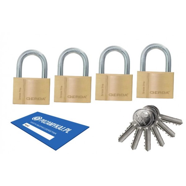 4 szt kłódki 50 jeden klucz GERDA Smart System