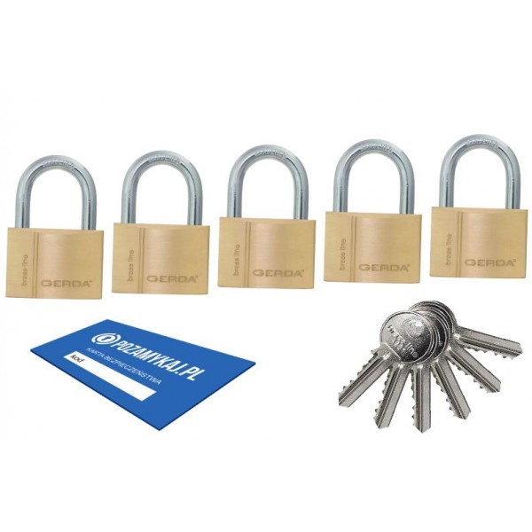 5 szt kłódki 50 jeden klucz GERDA Smart System