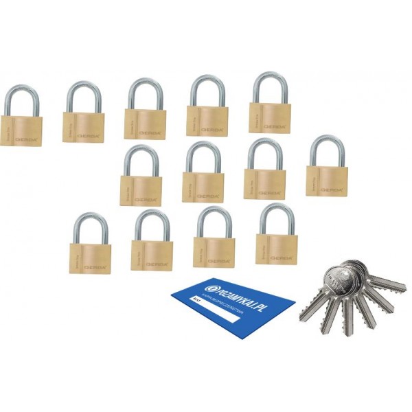 13 szt kłódki 50 jeden klucz GERDA Smart System