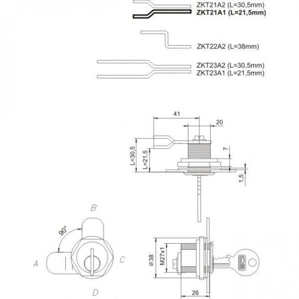 Zamek LOB ZKT2 + 60 kluczy w zestawie