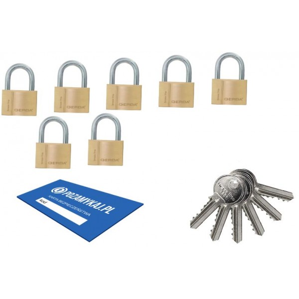 7 szt kłódki 50 jeden klucz GERDA Smart System
