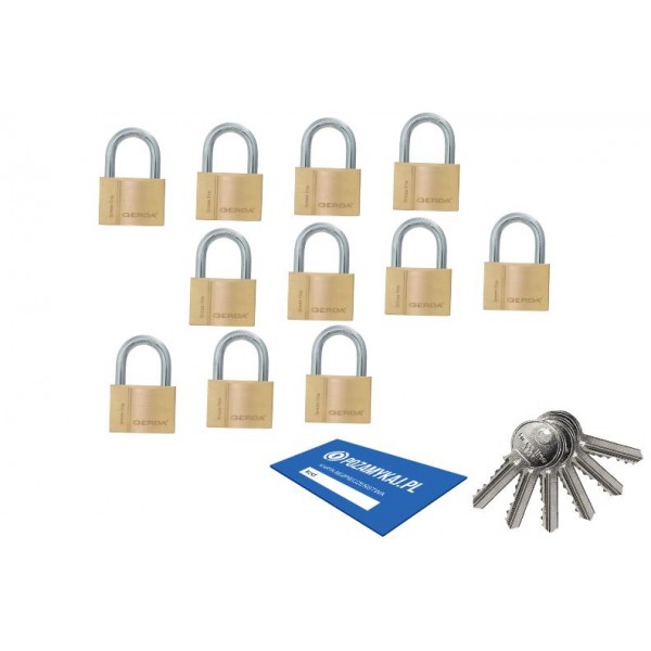 11 szt kłódki 50 jeden klucz GERDA Smart System