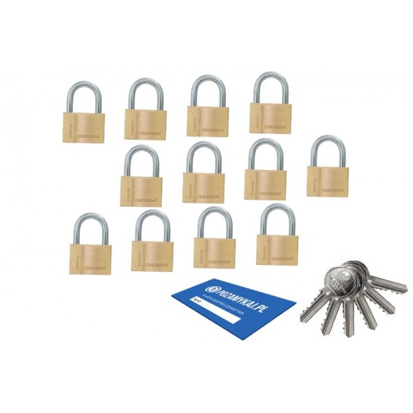 12 szt kłódki 50 jeden klucz GERDA Smart System