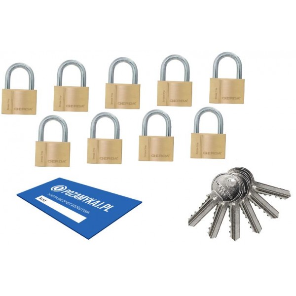 9 szt kłódki 50 jeden klucz GERDA Smart System