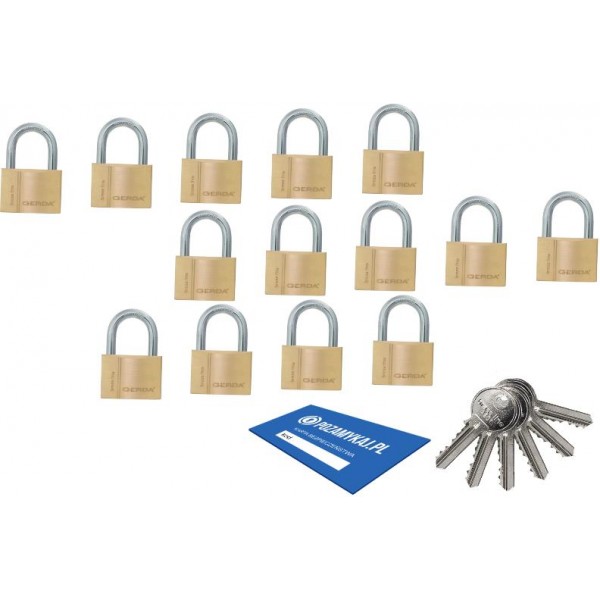 14 szt kłódki 50 jeden klucz GERDA Smart System