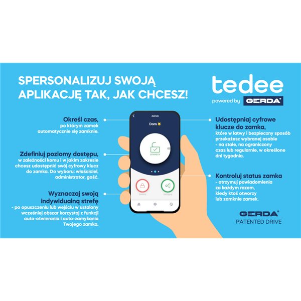 Zamek elektroniczny GERDA tedee GO (czarny)