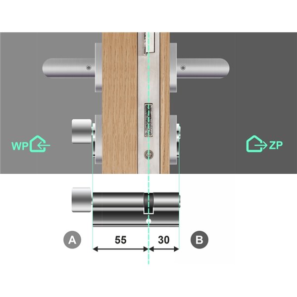 Wkładka bębenkowa z gałką i zębatką Gerda Velar 55G/30 System Master Key