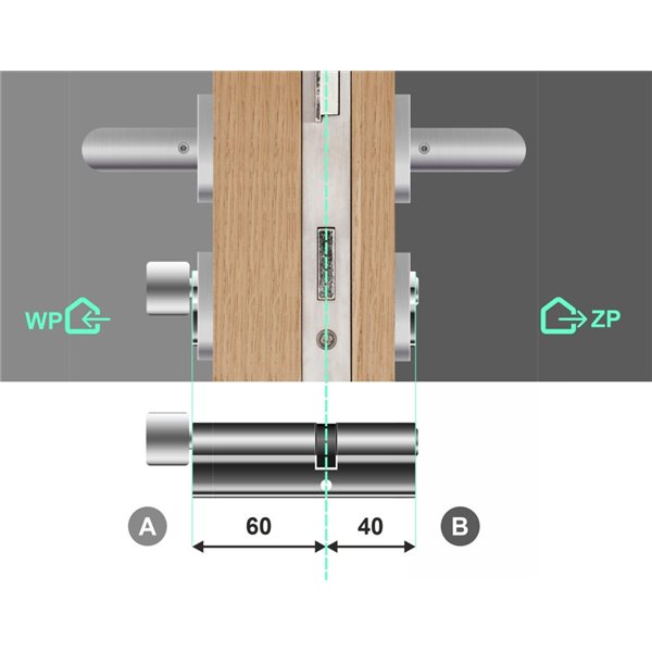 Wkładka bębenkowa z gałką i zębatką Gerda Velar Pro 60G/40 System Master Key