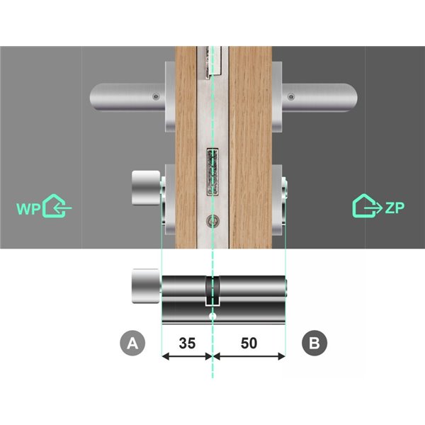 Wkładka bębenkowa z gałką i zębatką Gerda Velar Pro 35G/50 System Master Key