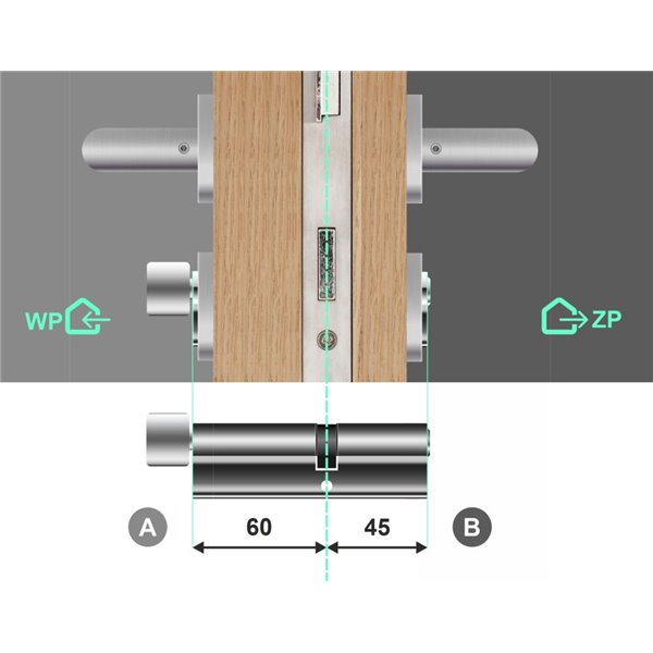 Wkładka bębenkowa z gałką i zębatką Gerda Velar Pro 60G/45 System Master Key
