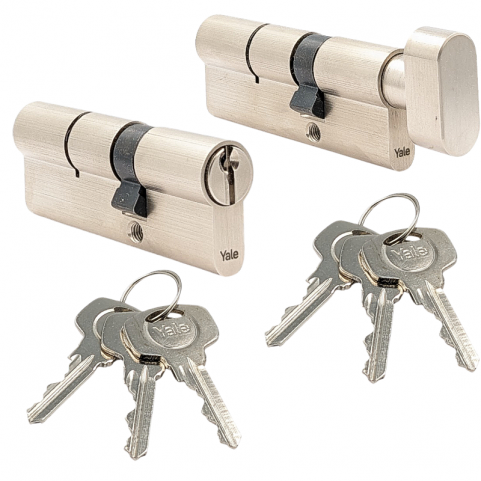 Komplet wkładek YALE 500 45/55 + 45G/55 system jednego klucza