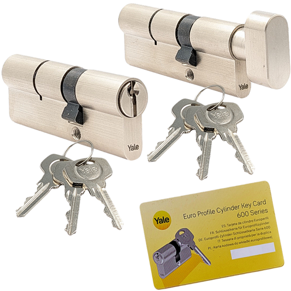 Komplet wkładek YALE 600 45/55 + 45G/55 system jednego klucza