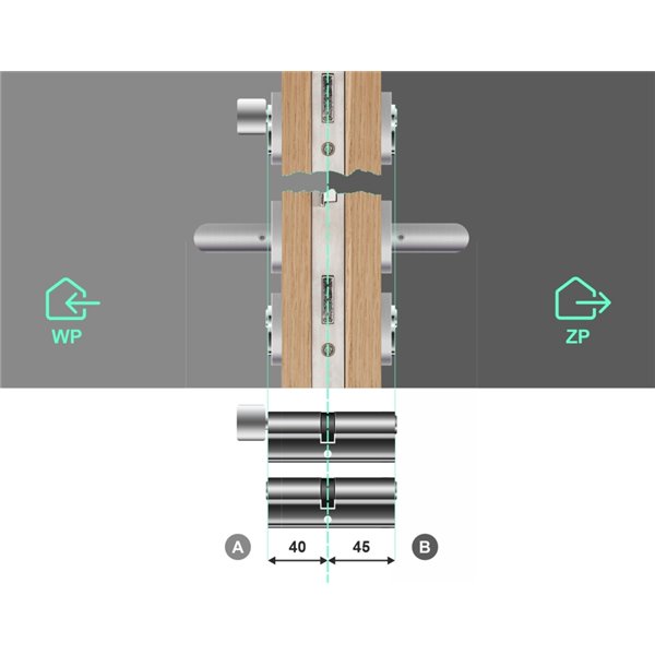 Komplet wkładek YALE 500 40/45 + 40G/45 system jednego klucza