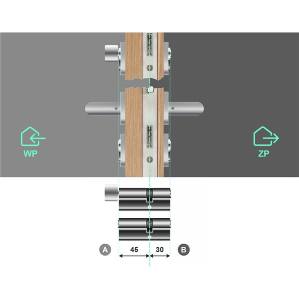 Komplet wkładek YALE 600 30/45 + 45G/30 system jednego klucza