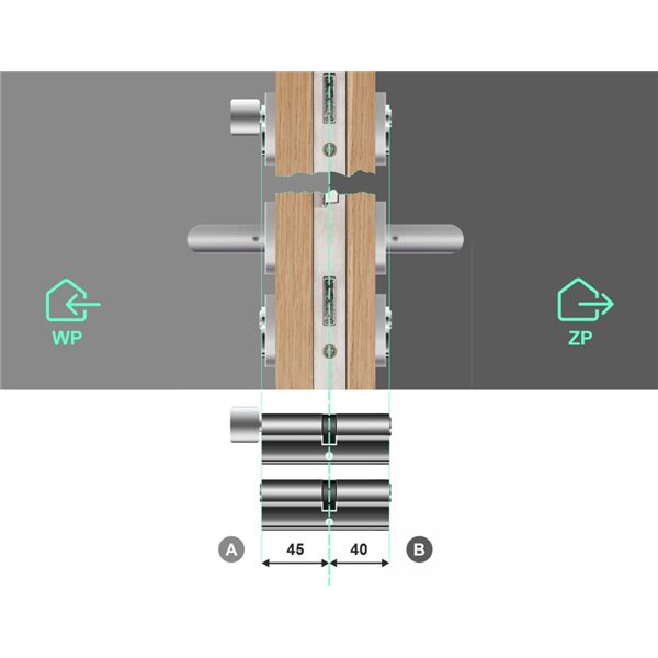 Komplet wkładek YALE 600 40/45 + 45G/40 system jednego klucza
