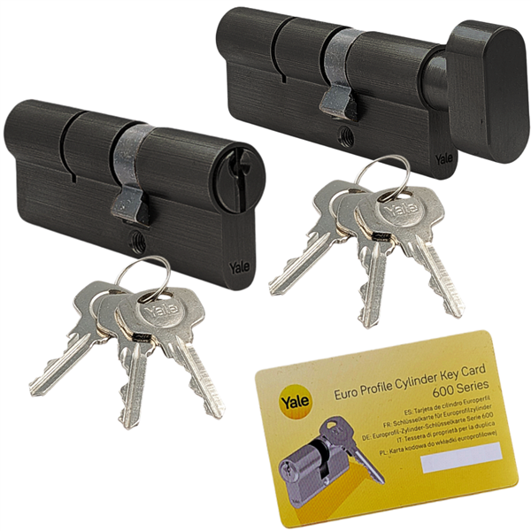 Komplet wkładek YALE 600 35/45 + 35G/45 system jednego klucza