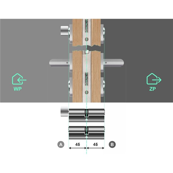 Komplet wkładek YALE 600 45/45 + 45G/45 system jednego klucza