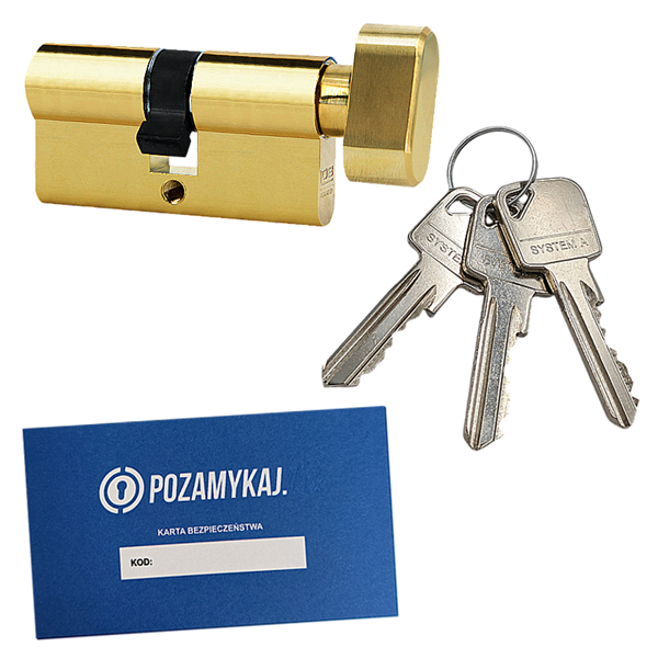 Wkładka bębenkowa z gałką LOB ARES 30G/50 system jednego klucza