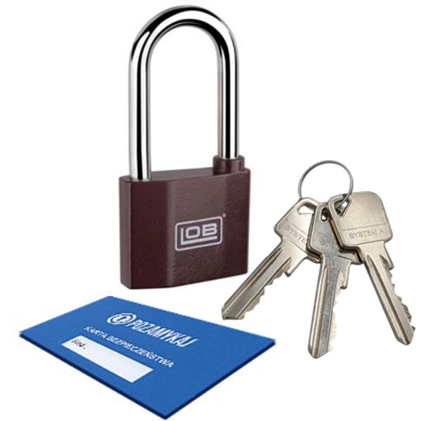 Kłódka z wydłużonym pałąkiem LOB KZ51 system jednego klucza